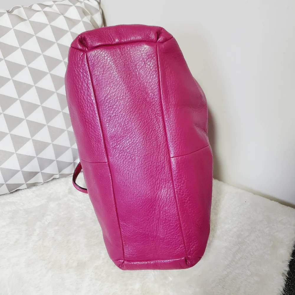 Coach Large Pebbled Leather Shoulder Bag in Berry - Picture 7 of 13
